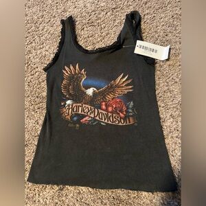 Harley-Davidson Black Tank with Eagle and Rose Design